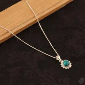 Round Turquoise Sterling Silver Pendant